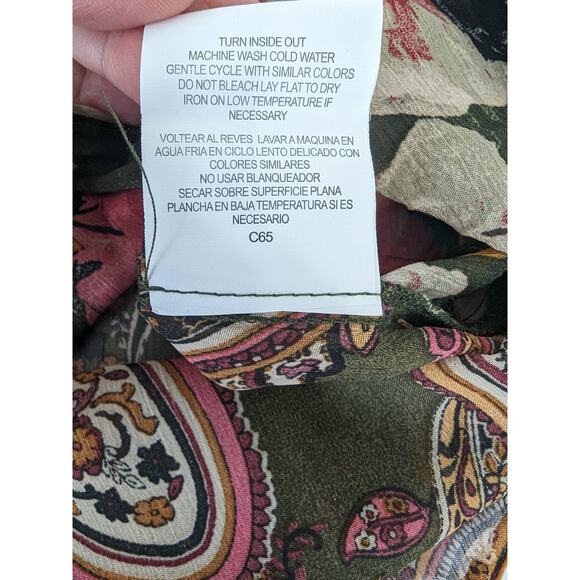 Figueroa & Flower Womens Wimsygoth Dark Floral Back‎ Button Up Top Sz XL Sheer - Picture 7 of 9